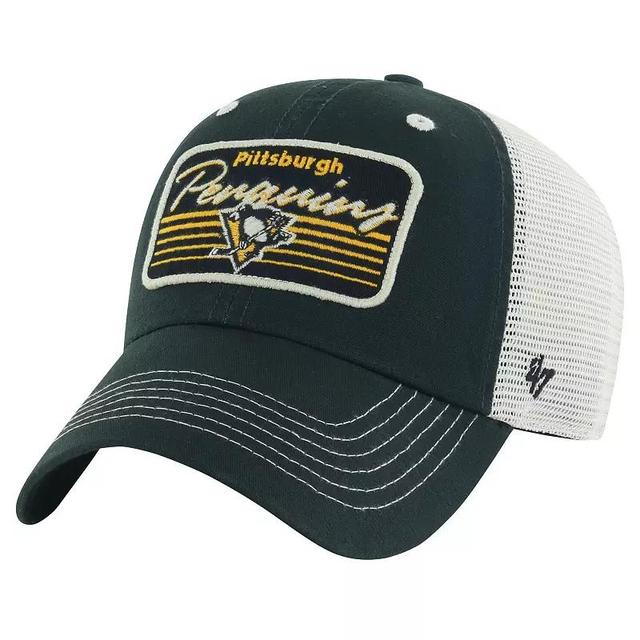 Mens 47 Brand Black Pittsburgh Penguins Five Point Patch Clean Up Adjustable Hat Product Image