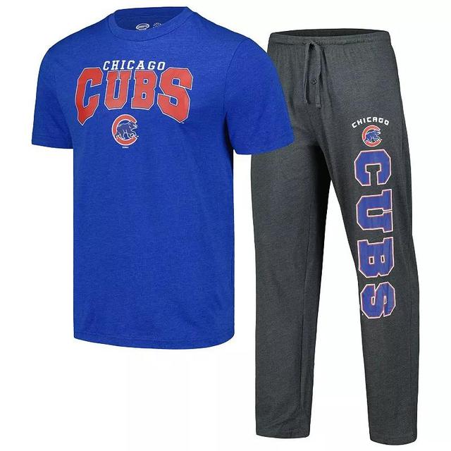 Mens Concepts Sport Charcoal/Royal Chicago Cubs Meter T-Shirt & Pants Sleep Set Product Image