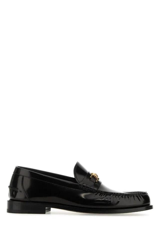 VERSACE Man Black Leather Medusa  95 Loafers Product Image