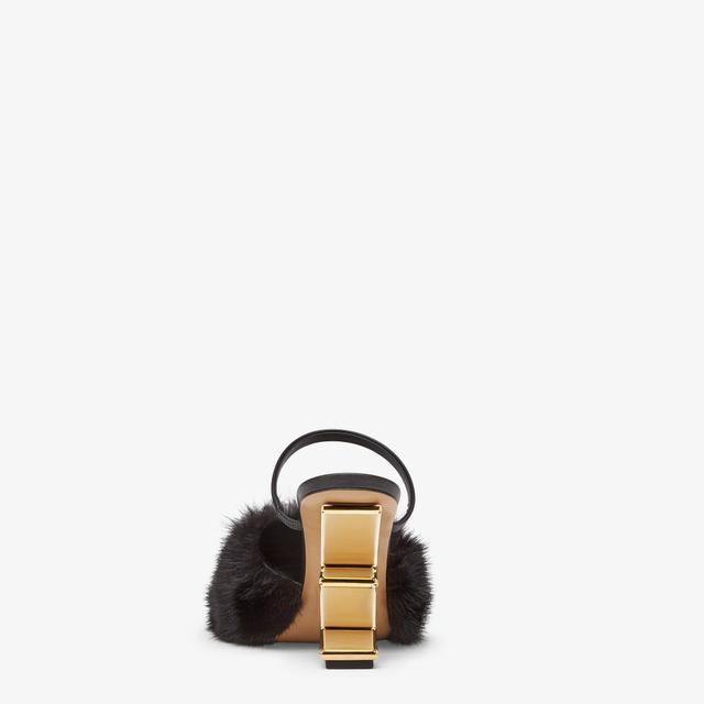 Fendi FirstBlack mink high-heel sandals Product Image