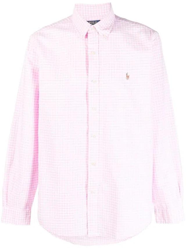 Embroidered-logo Checked Shirt In White Product Image