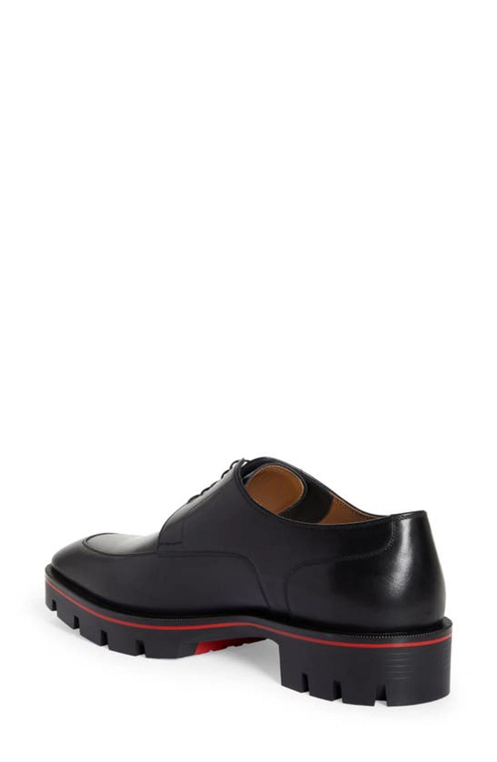 CHRISTIAN LOUBOUTIN Mens Black Davisol Leather Derby Shoes Product Image