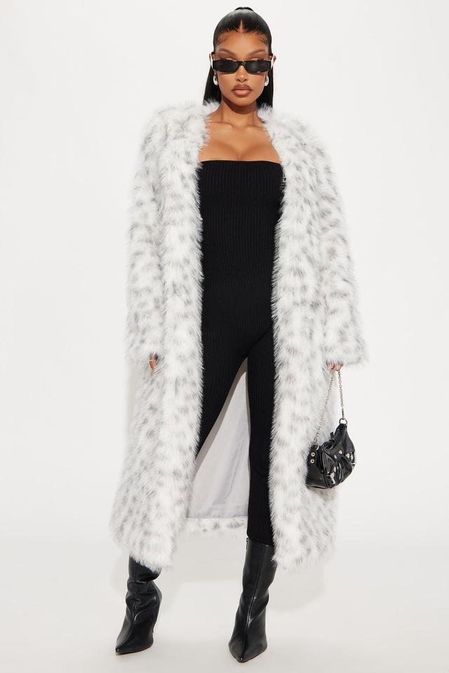 A Sight To See Faux Fur Trench - White/combo Product Image