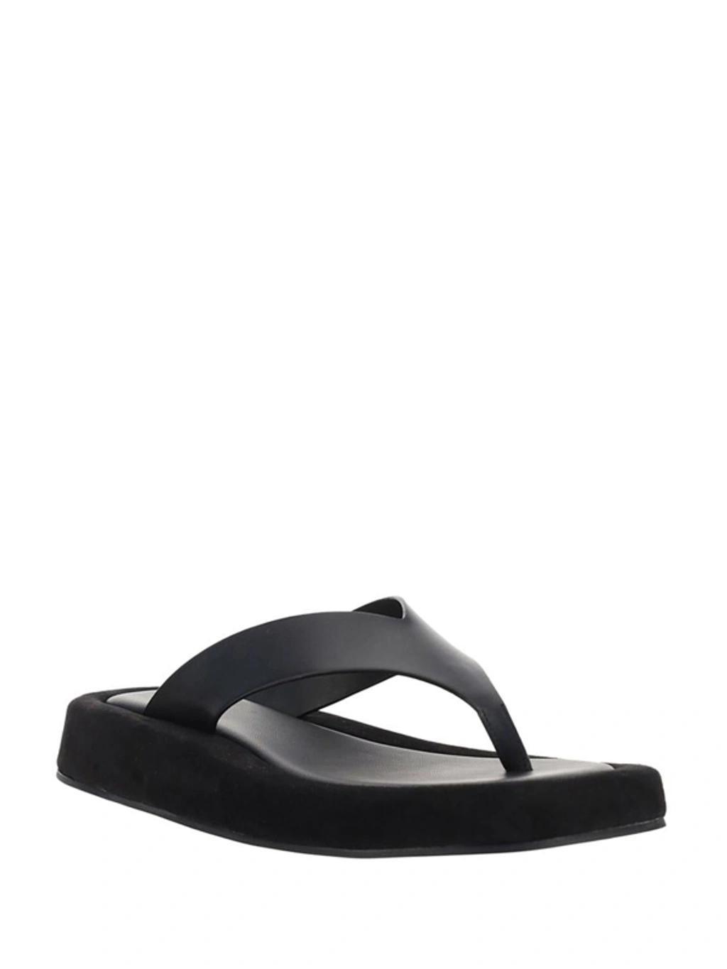 Ginza Leather And Suede Sandals In Black Black Product Image