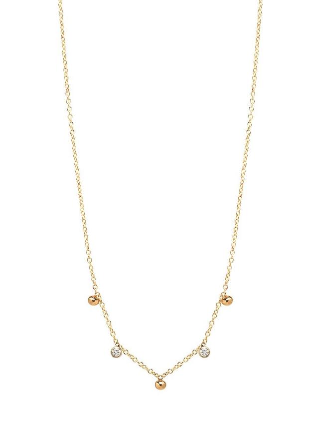 Womens Gold Beads 14K Yellow Gold & Diamond Scattered Charm Necklace Product Image