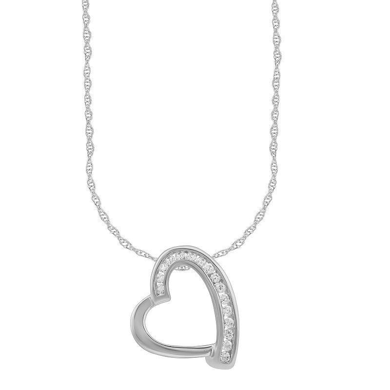 Arctic Clear 14k White Gold 1/6 Carat T.W. Round Cut Lab-Grown Diamond Heart Pendant Necklace, Womens Product Image