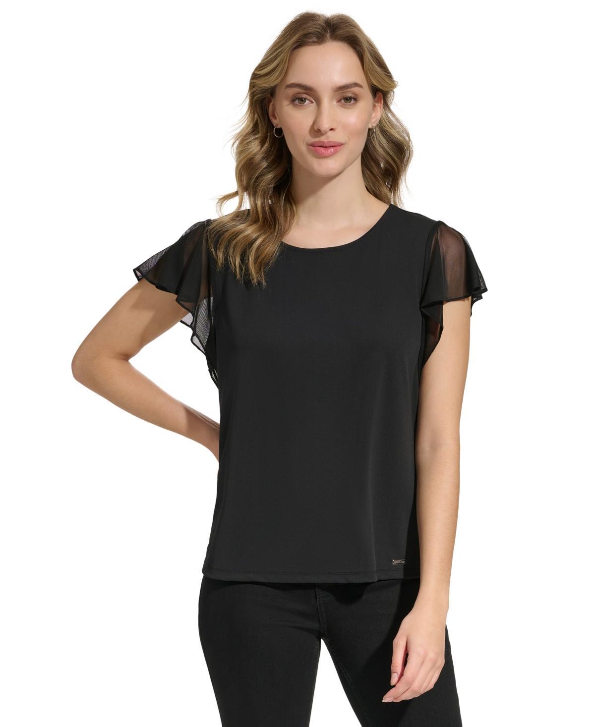 Calvin Klein Womens Mesh Sleeve Top Product Image