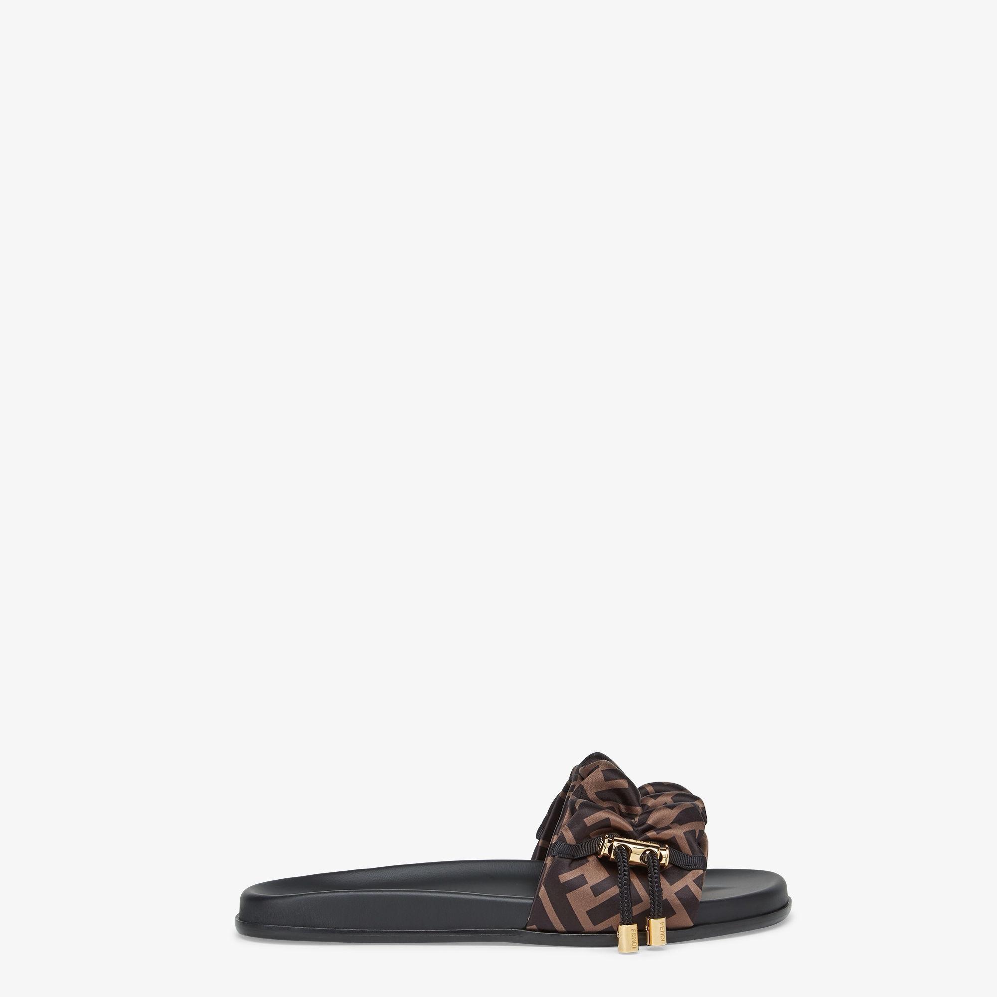 Fendi FeelBrown satin slides Product Image