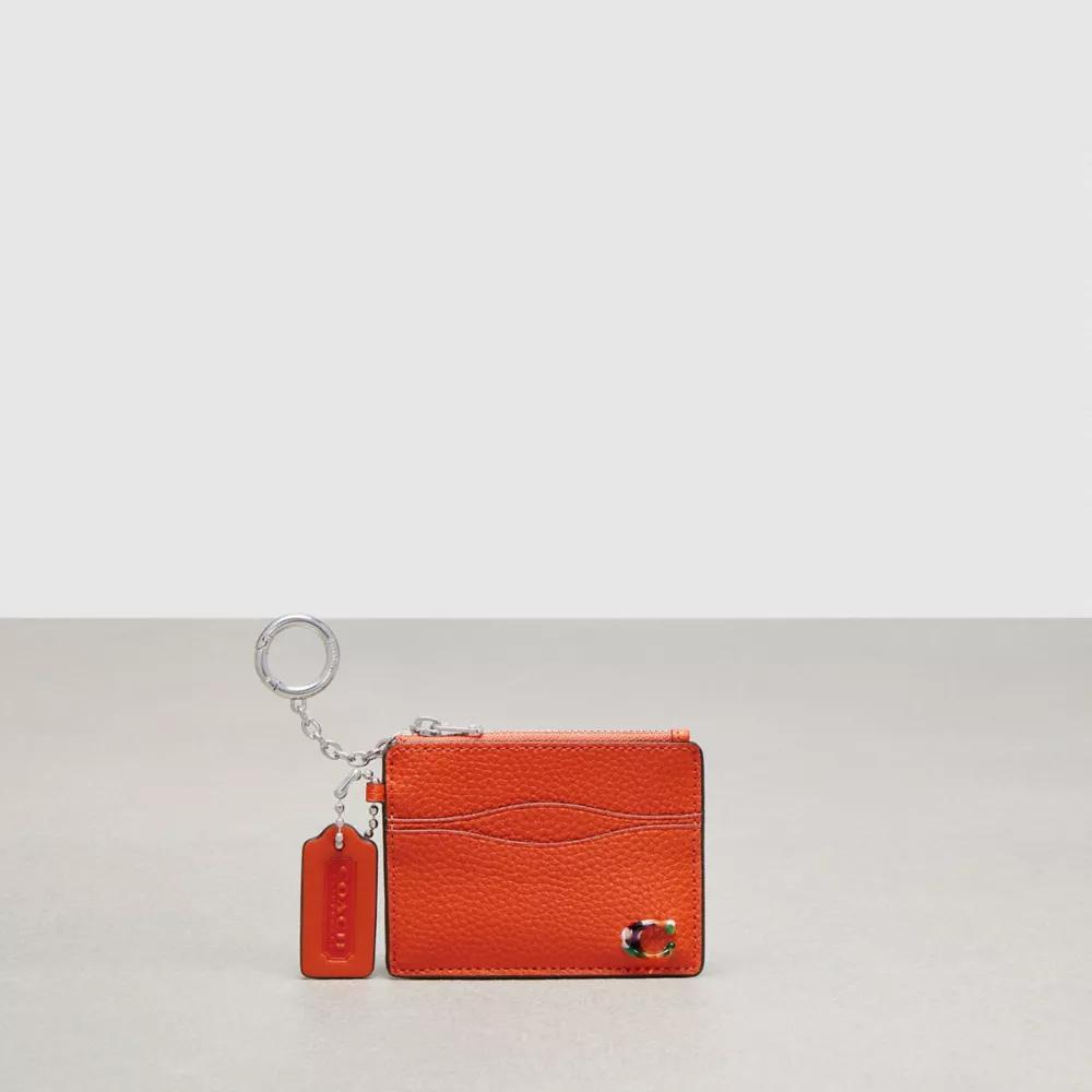 Wavy Zip Card Case In Pebbled Coachtopia Leather With Key Ring Product Image