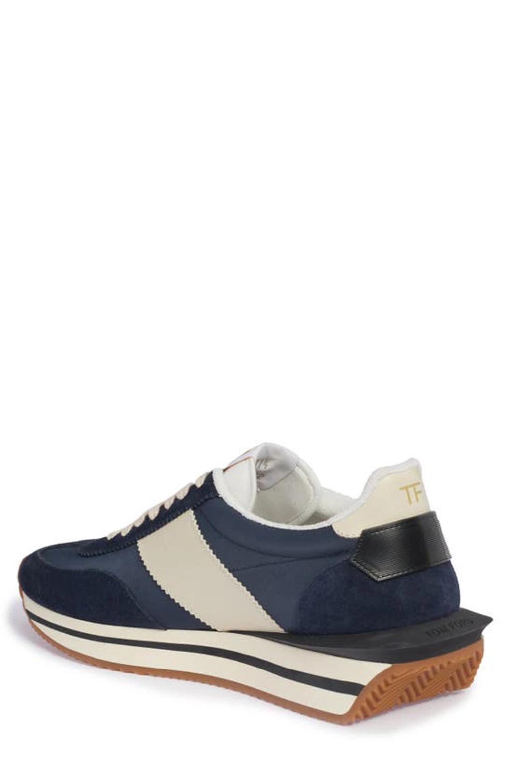 James Mixed Media Low Top Sneaker In Blue Product Image