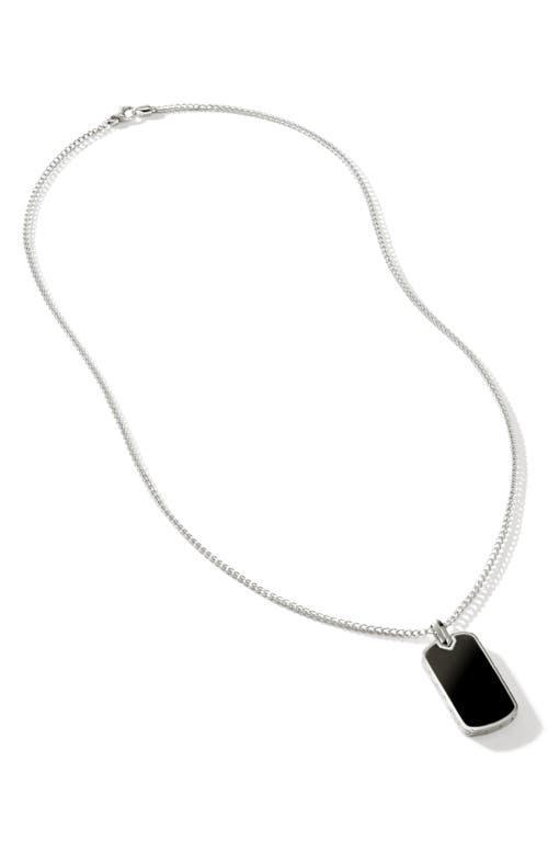 Mens Onyx Silver Dog Tag Necklace Product Image