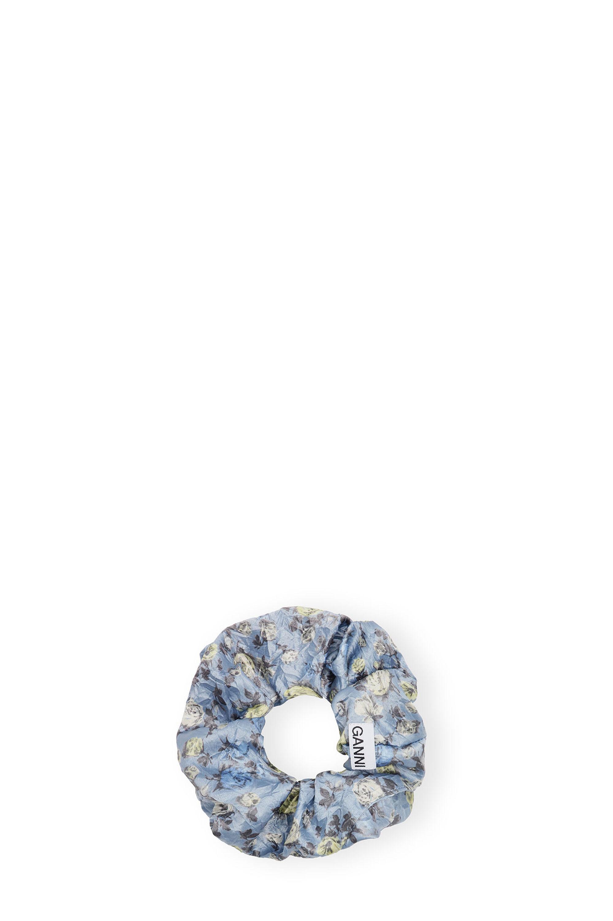 Blue Crinkled Satin Scrunchie Product Image