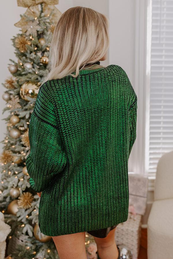 Toasty Times Metallic Knit Cardigan In Green Product Image