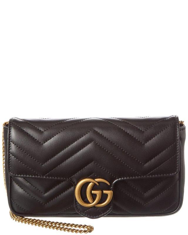 Gg Marmont Mini Leather Shoulder Bag In Black Product Image