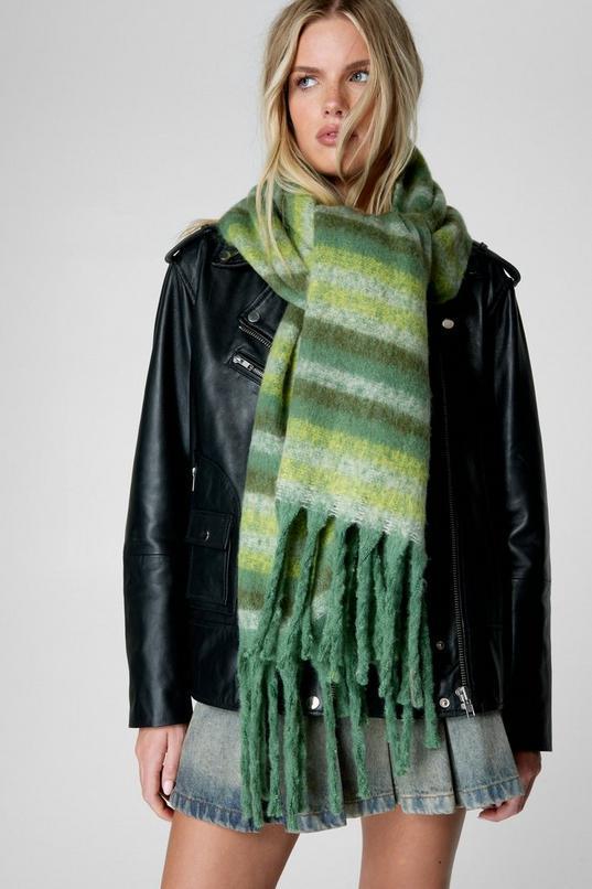 Stripe Ombre Knitted Chunky Oversized Scarf Product Image