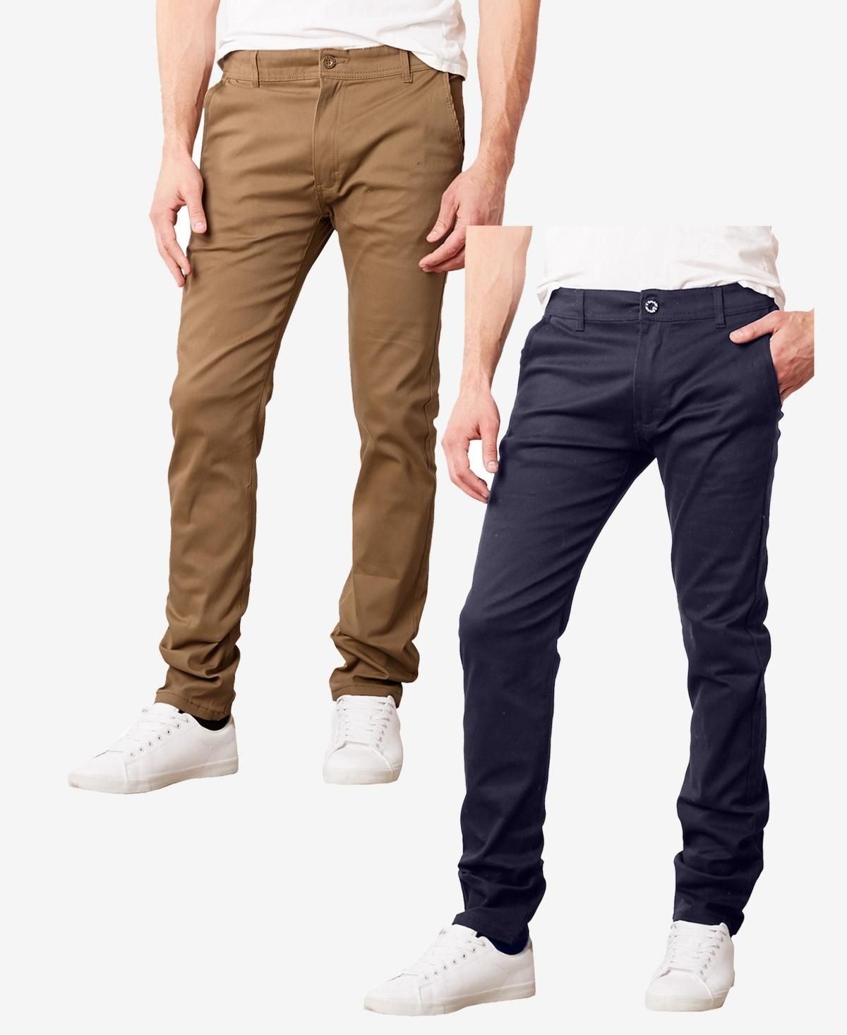 Galaxy By Harvic Mens Super Stretch Slim Fit Everyday Chino Pants, Pack of 2 Product Image