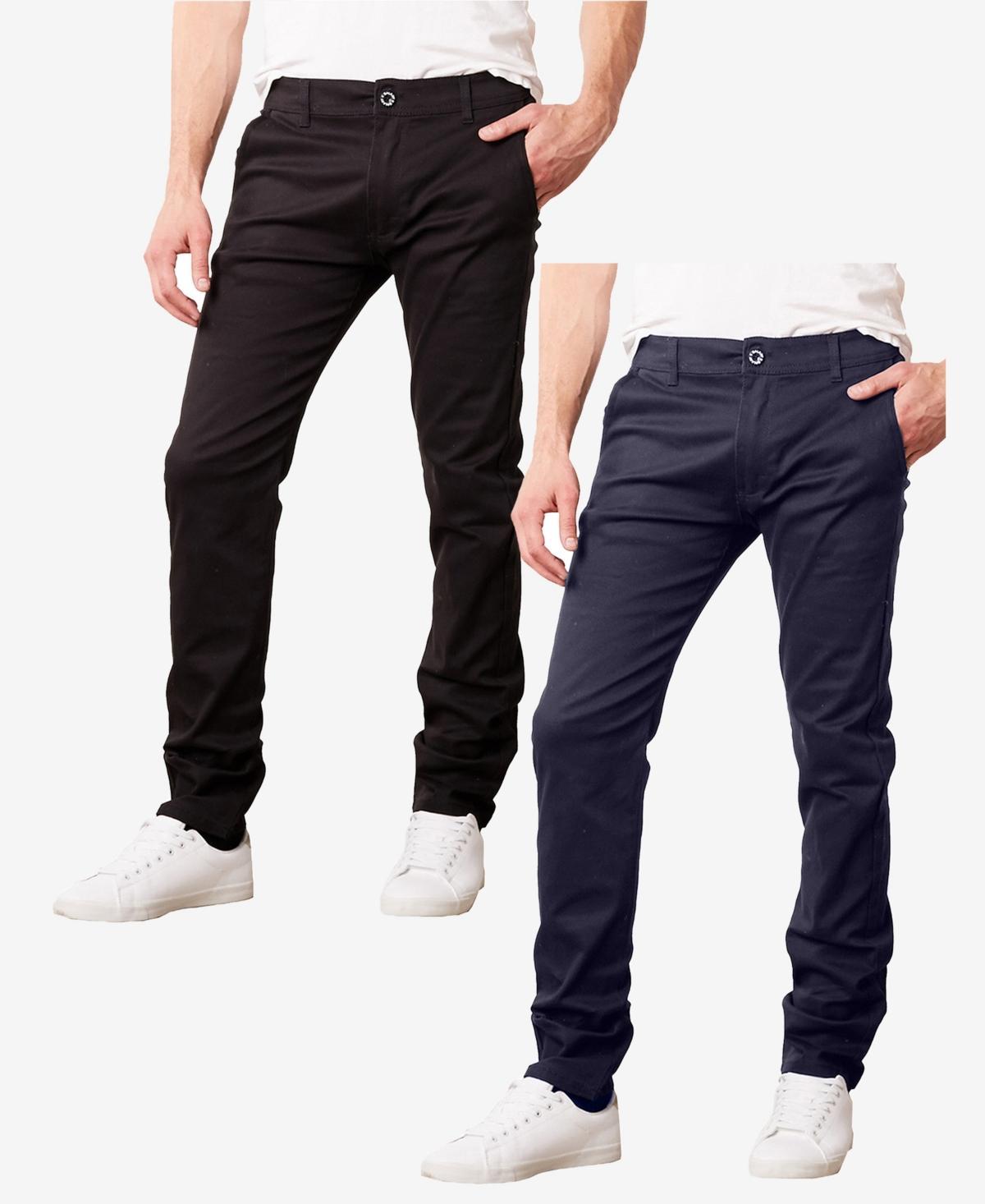 Galaxy By Harvic Mens Super Stretch Slim Fit Everyday Chino Pants, Pack of 2 Product Image