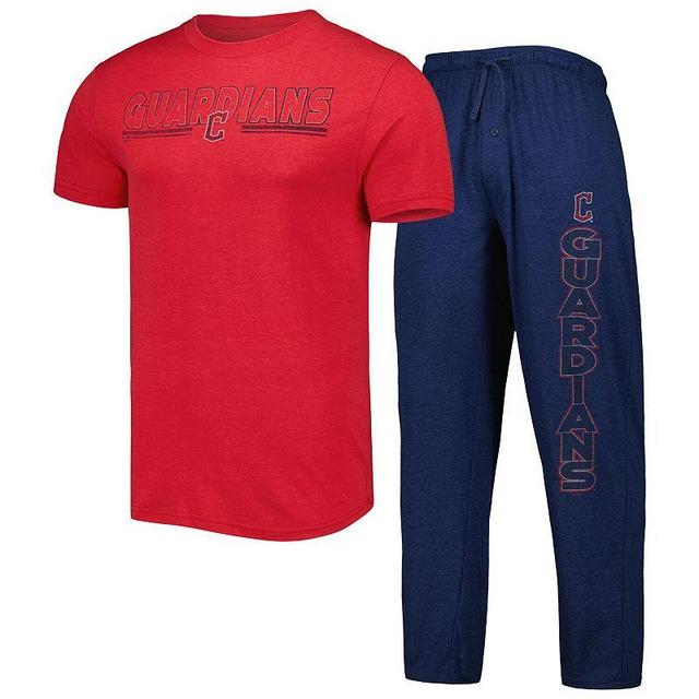 Mens Concepts Sport Navy/Red Cleveland Guardians Meter T-Shirt and Pants Sleep Set Grd Blue Product Image