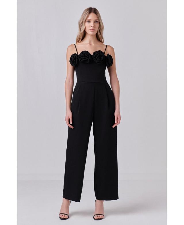 Endless Rose Rosette Trim Wide Leg Jumpsuit Product Image