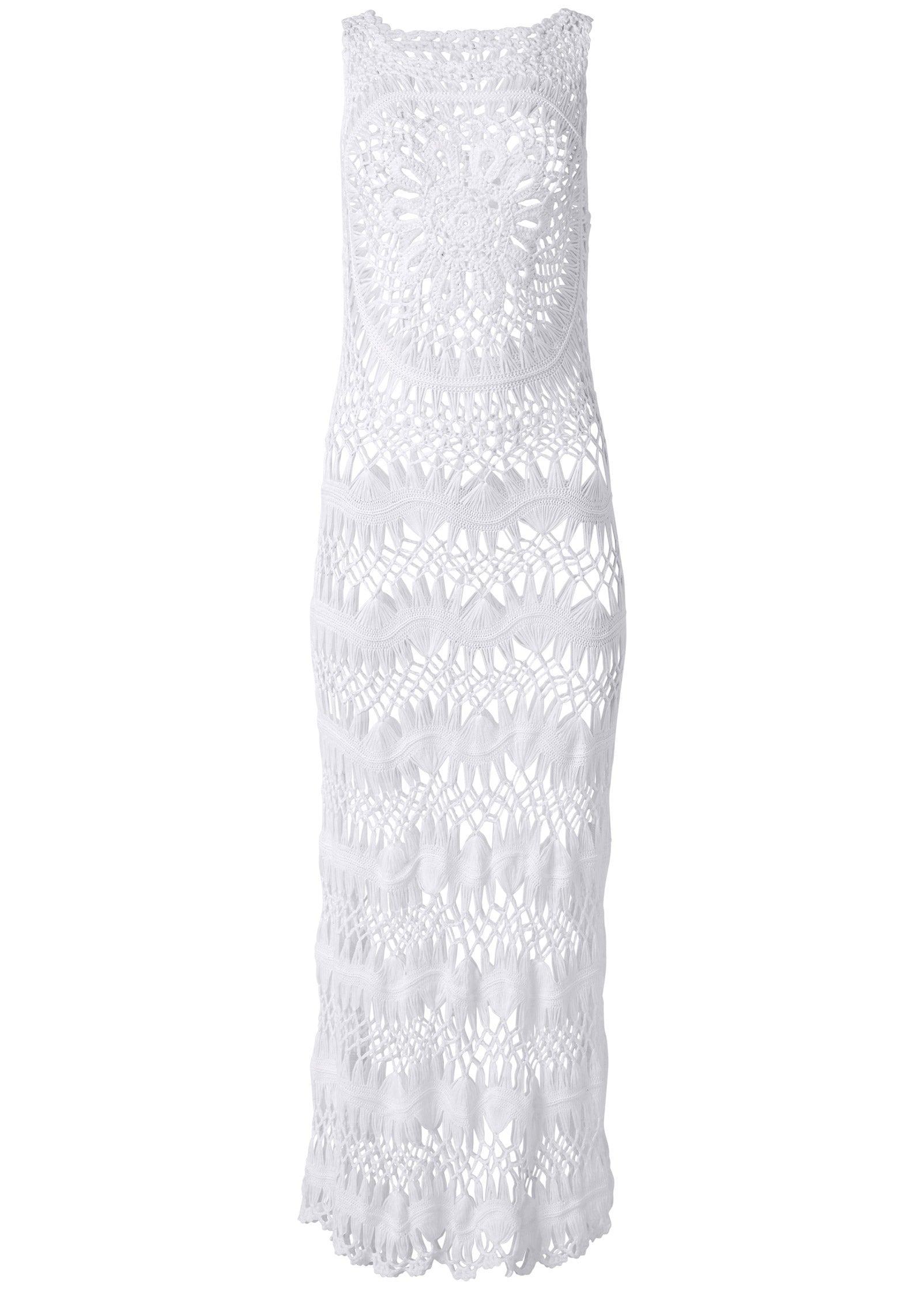 Crochet Maxi Dress Cover-Up - White Product Image