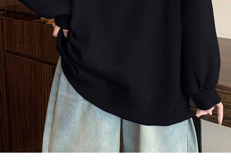 Cold Shoulder Plain Oversized Sweatshirt Product Image