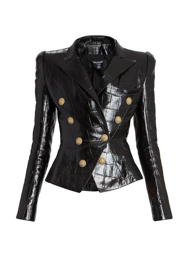 Womens Embossed Leather Jacket Product Image