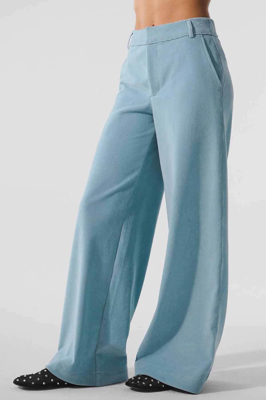 Micro Corduroy Mid-Rise Dreamer Wide Leg Trouser - Celestial Blue Female Product Image