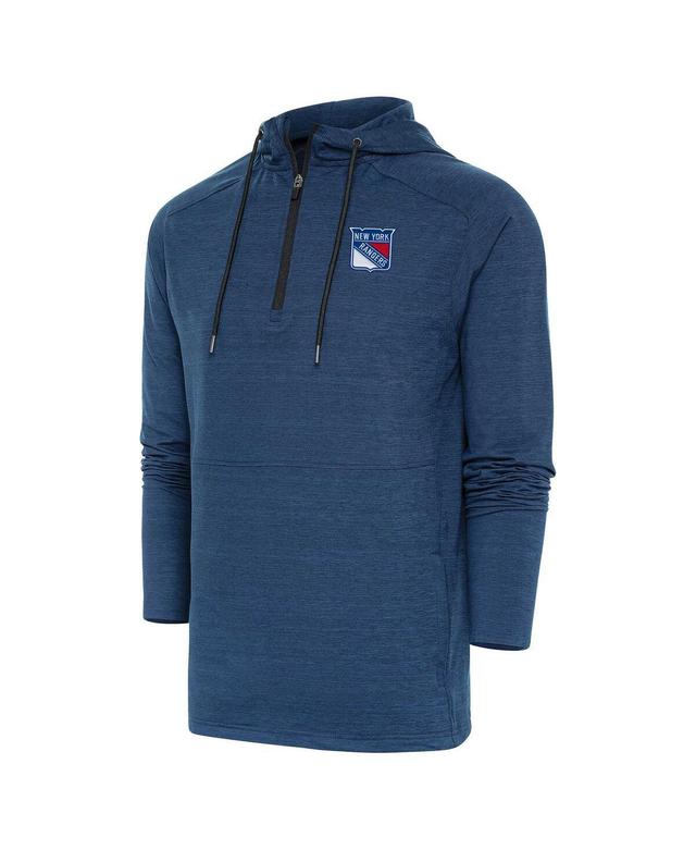 Mens Antigua Heather Navy New York Rangers Spikes Raglan Quarter-Zip Hoodie Product Image