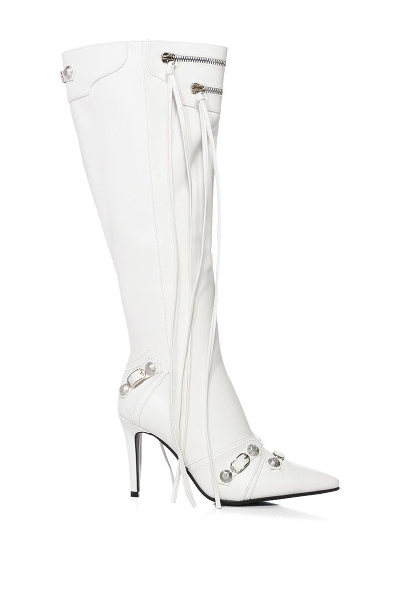 AZALEA WANG JUST FOR YOU STILETTO BOOT IN WHITE Product Image