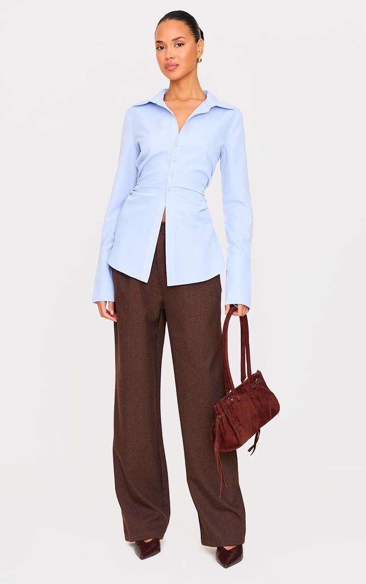 Light Blue Asymmetric Cinched Shirt Product Image