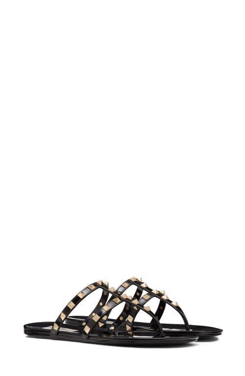 Valentino Garavani Summer Rockstud PVC Thong Sandal in Black Product Image