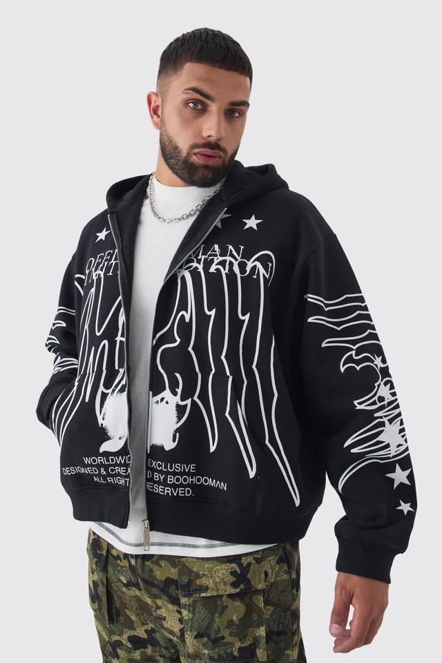 Plus Oversized Official Man Print Hoodie | boohooMAN USA Product Image