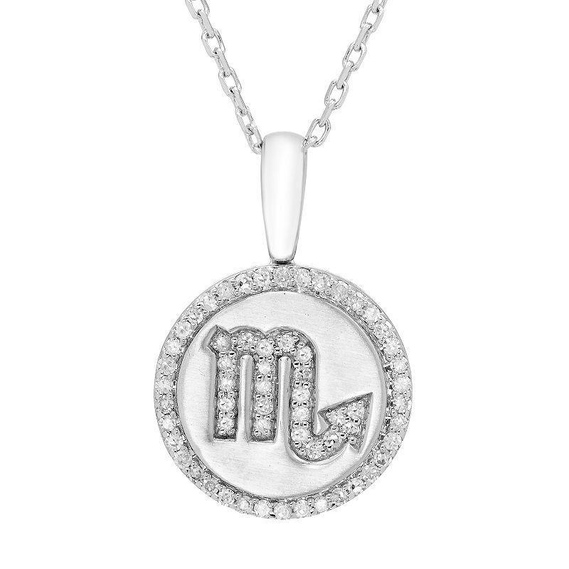 Its Personal Sterling Silver 1/6 Carat T.W. Diamond Zodiac Sign Necklace, Womens Cancer Product Image