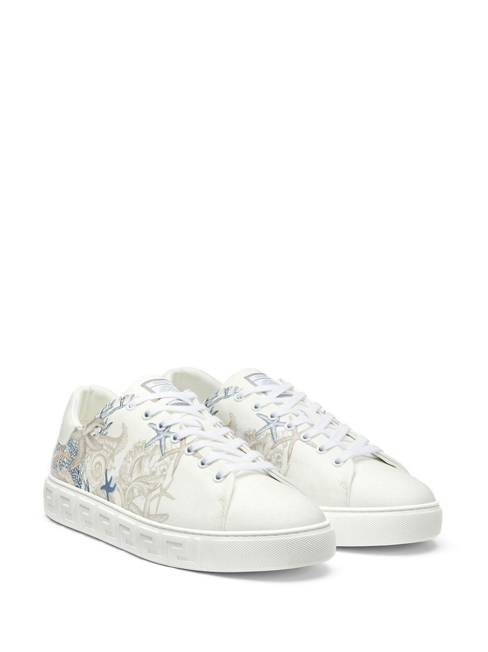 VERSACE Barocco Sea Cotton Sneakers In White Product Image