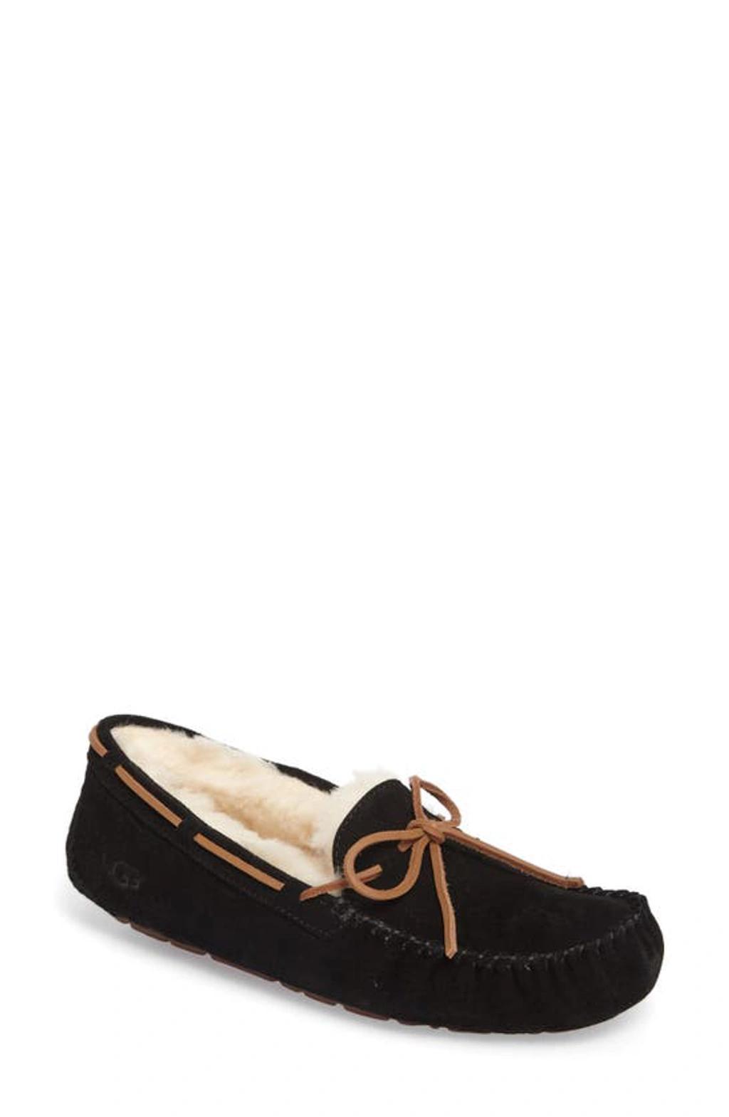 Shearling Slipper Moccasins - Dakota In Black Product Image