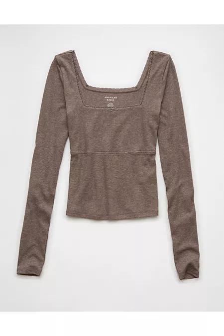 AE Square Neck Lace Long-Sleeve T-Shirt Women's Product Image