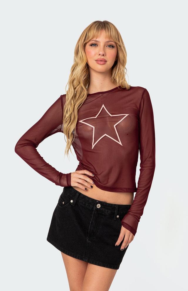 Edikted Women's Stargaze Sheer Mesh Top Product Image