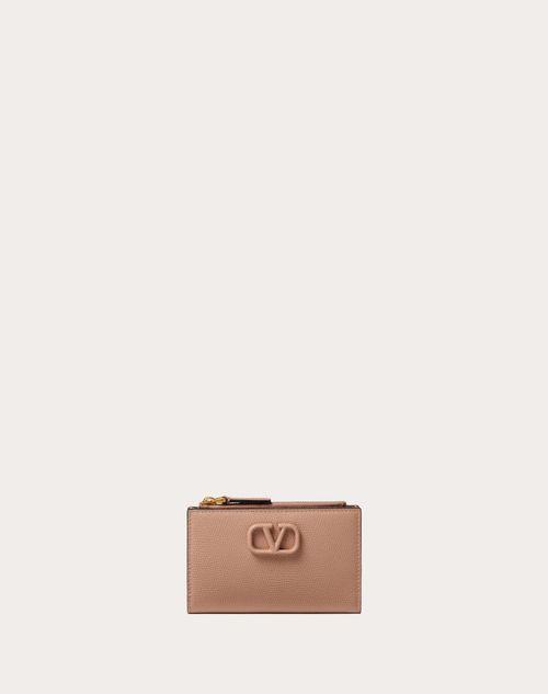 VLOGO SIGNATURE GRAINY CALFSKIN CARDHOLDER WTH ZIPPER Product Image