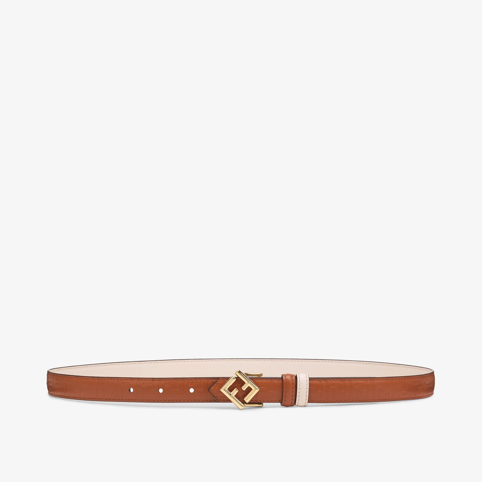 FF Diamonds BeltBrown and camellia leather reversible belt Product Image