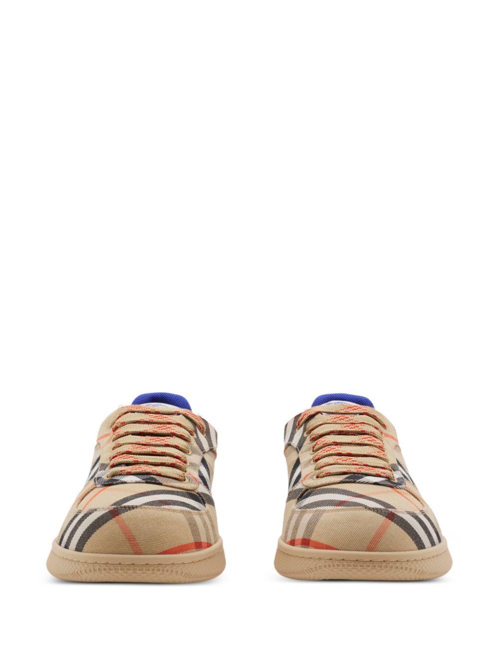 BURBERRY Box Checked Sneakers In Sand Product Image