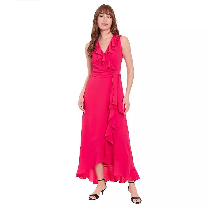 Womens London Times Ruffle Faux-Wrap Maxi Dress product image