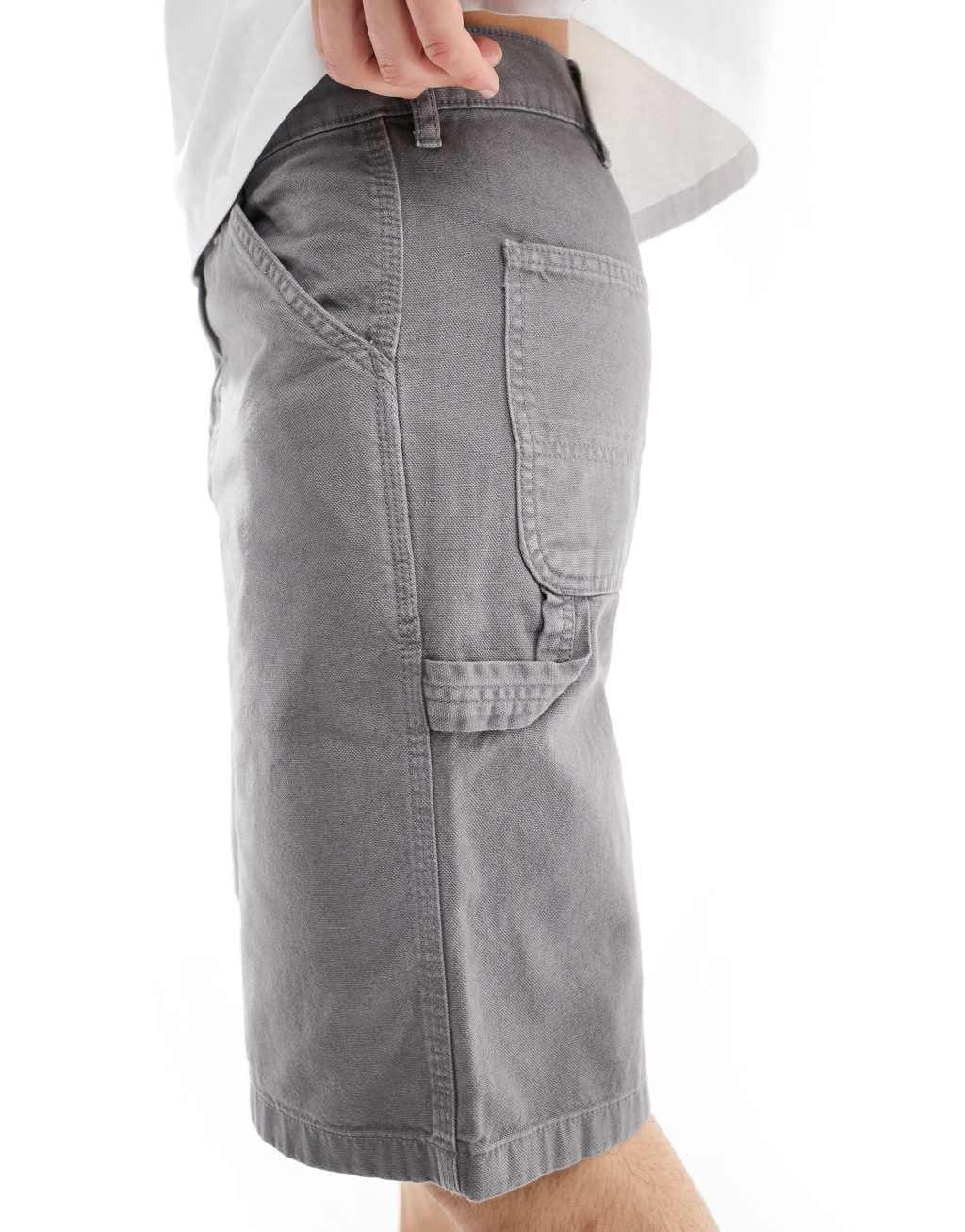 Jack & Jones baggy fit carpenter shorts in gray  Product Image