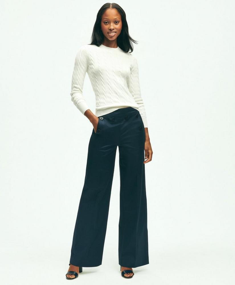 Cotton Twill Wide-Leg Sailor Pants Product Image