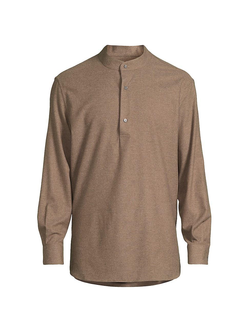 Mens Elia Wool and Cashmere Band-Collar Polo Shirt Product Image