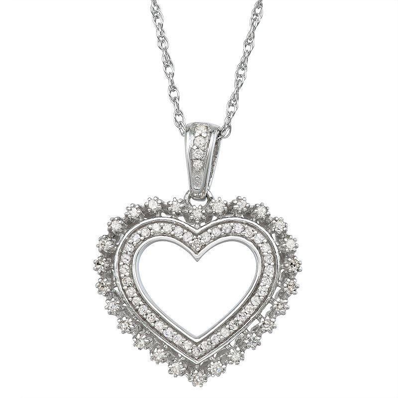 Jewelexcess Sterling Silver Diamond Accent Heart Pendant, Womens Product Image