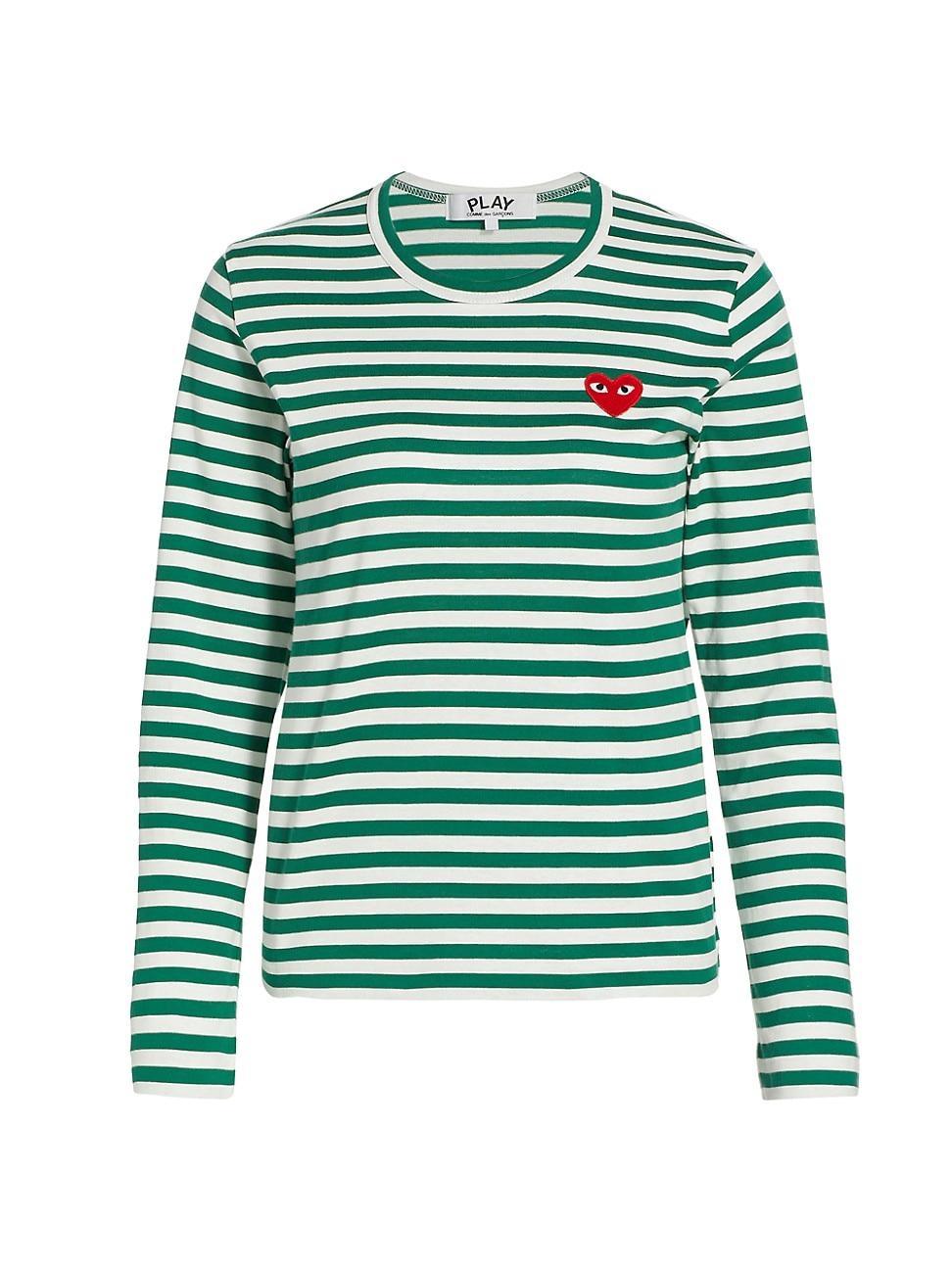 Womens Striped Red Heart Long-Sleeve Shirt Product Image