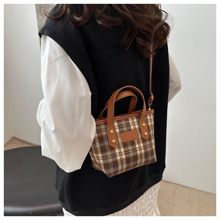 Plaid Top Handle Crossbody Bag Product Image