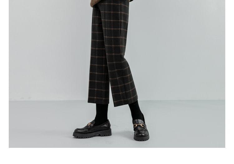 High Rise Plaid Cropped Straight Leg Pants Product Image