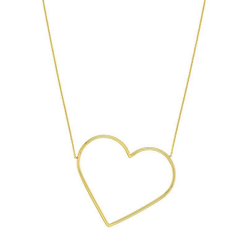 14k Gold Extra Large Open Heart Necklace, Womens Product Image