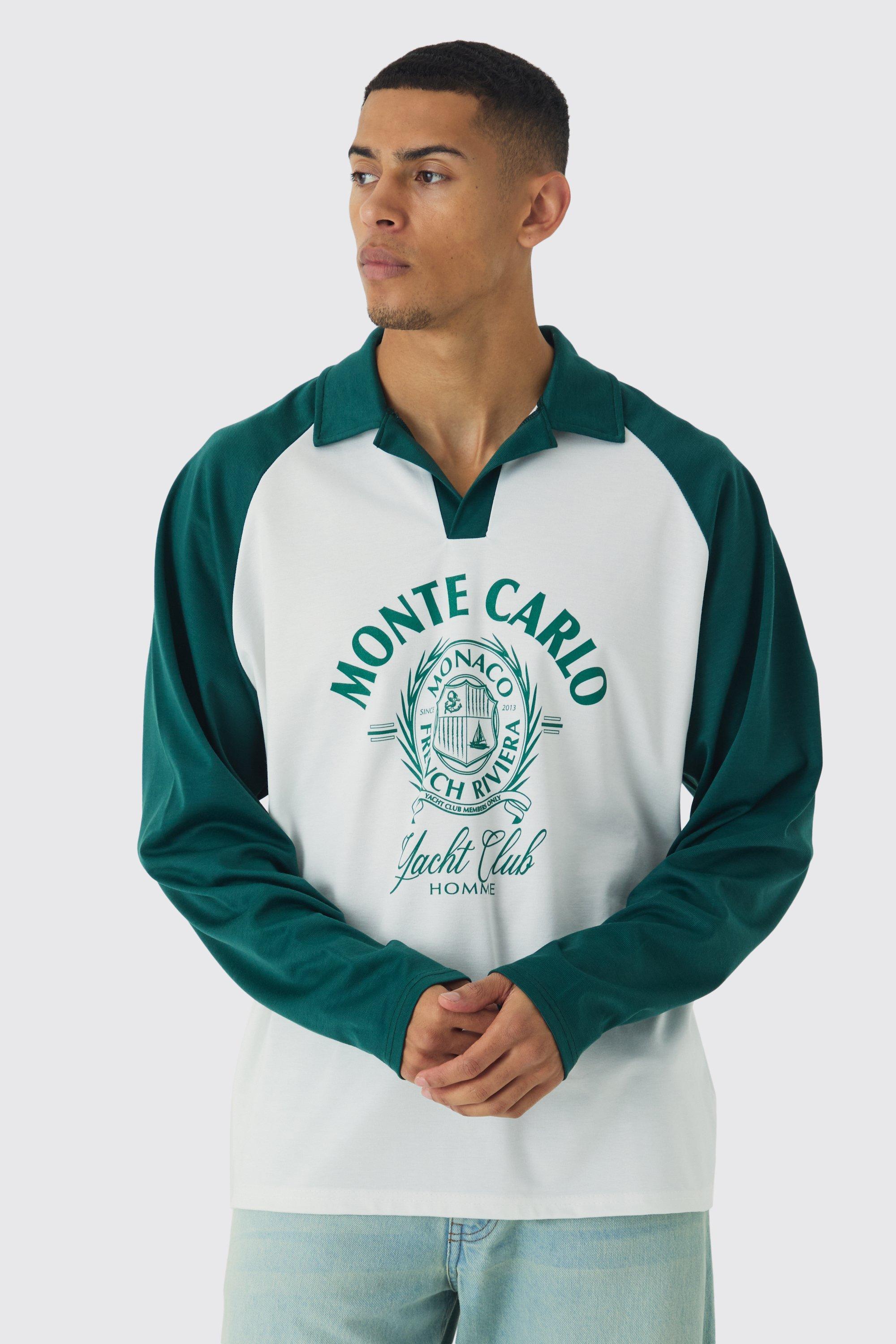 Oversized Monte Carlo Long Sleeve Rugby Polo | boohooMAN USA Product Image